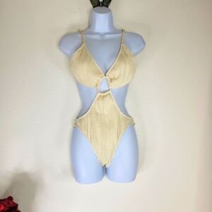 Cream Cutout One-Piece Swimsuit